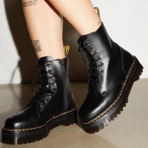 Leona Doc Martin Heel Boots Dr Martens Leona Black Platform Heeled